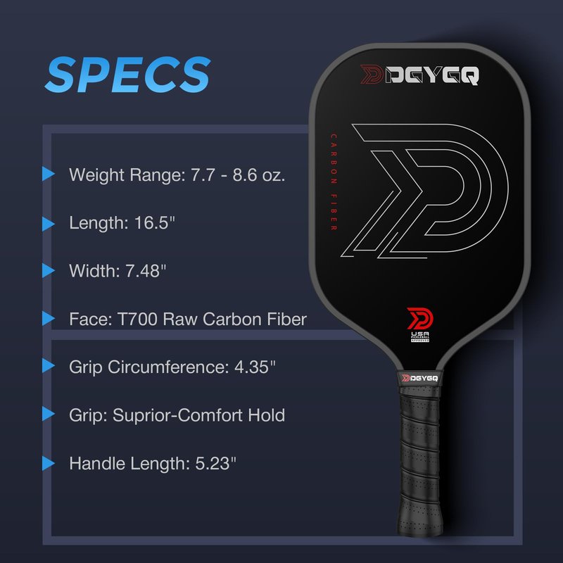 DGYGQ Pickleball Paddles - Professional Carbon Fiber Paddle with Honeycomb Core Pickleball Rackets - Lightweight Precision & Enhanced Shock Absorption for High Spin