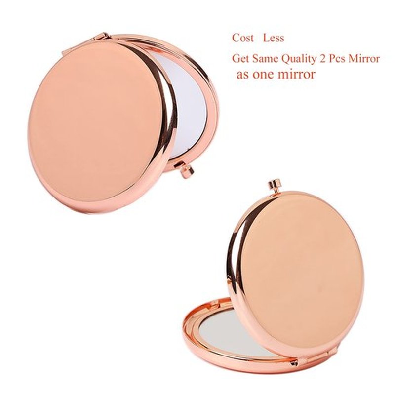 oaiqiy Oaiqiy Compact Mirror 2 Pieces, Handheld 2.75 Inch Travel Makeup Mirror, 1X/2X Magnifying Round Pocket Makeup Mirror(Rose Rose Gold Pack