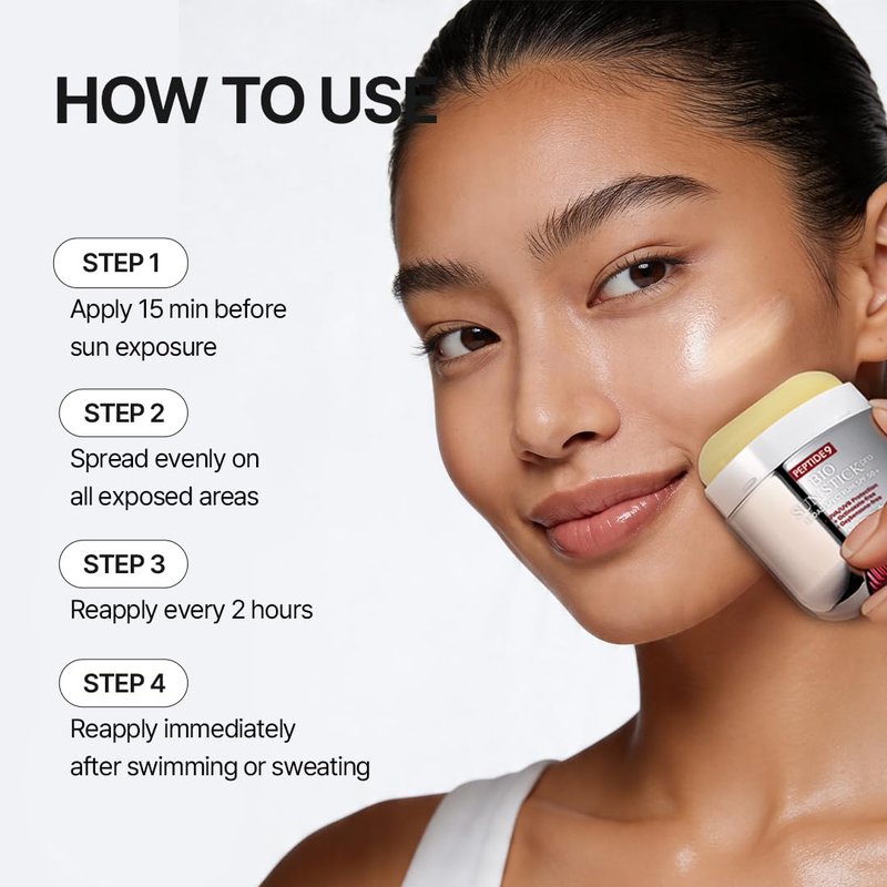MDP+ Peptide 9 Bio Sunstick Pro | Korean Sunscreen Stick SPF 50+, Lightweight, Non-Greasy Broad Spectrum UV Protection for Face & Body