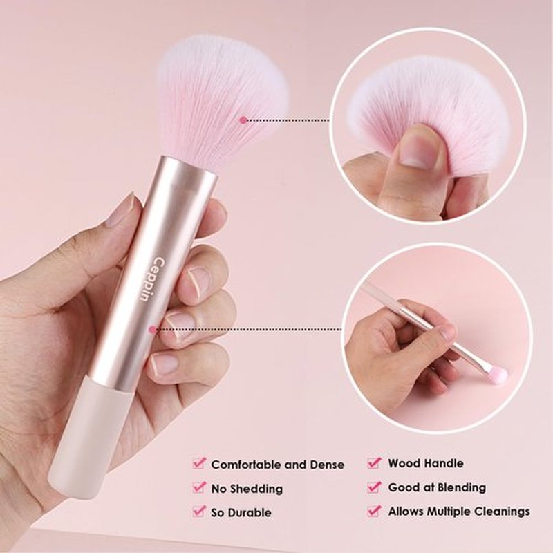 Ceppin Professional Makeup Brushes 10Pcs, Premium Synthetic Make Up Brush Set, Powder Foundation Contour Blush Concealer Eye Shadow Blending Liner Makeup Brush Kit (Pink)