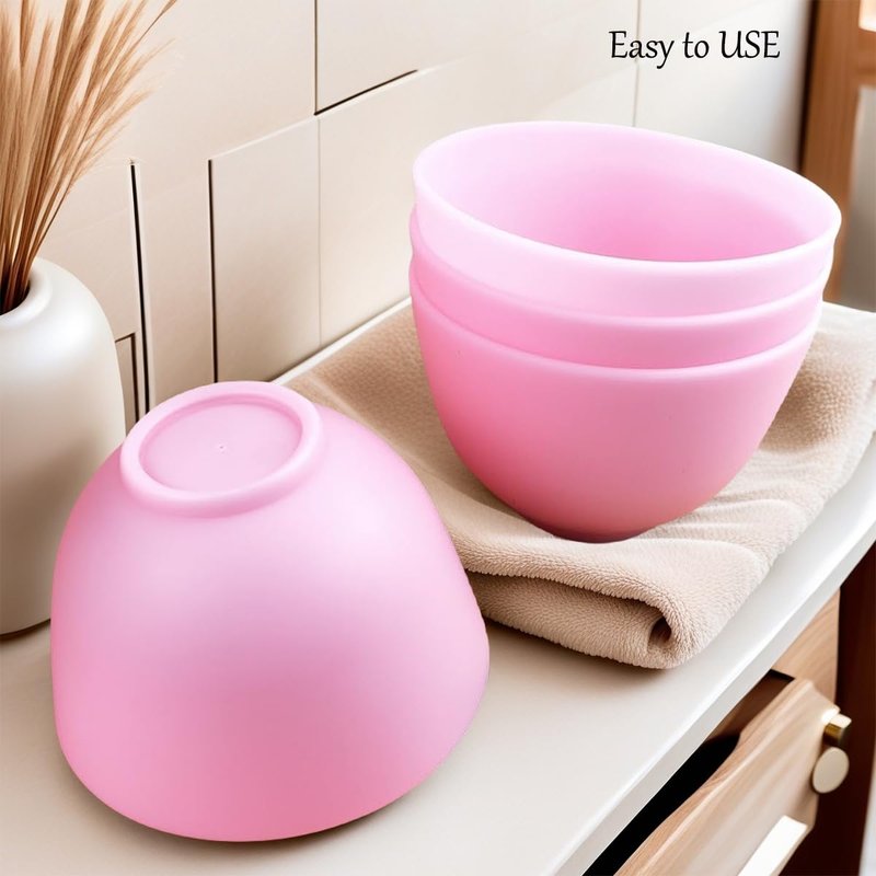 PLINNILUY 6 Pack Silicone Face Mask Mixing Bowls - Microwave & Freezer Safe, Non-Stick Esthetician Bowls for DIY Skincare, Clay Masks, Hair Color, 3.3-inch Esthetician Supplies(Pink)