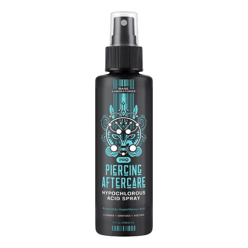 Base Labs Piercing Aftercare Hypochlorous Acid Spray | Healing HOCL Molecule Plus Saline Solution For Piercings | Nose, Ear Piercing Cleaner for all Keloids, Piercing Bumps and Wounds | 3PK, Black