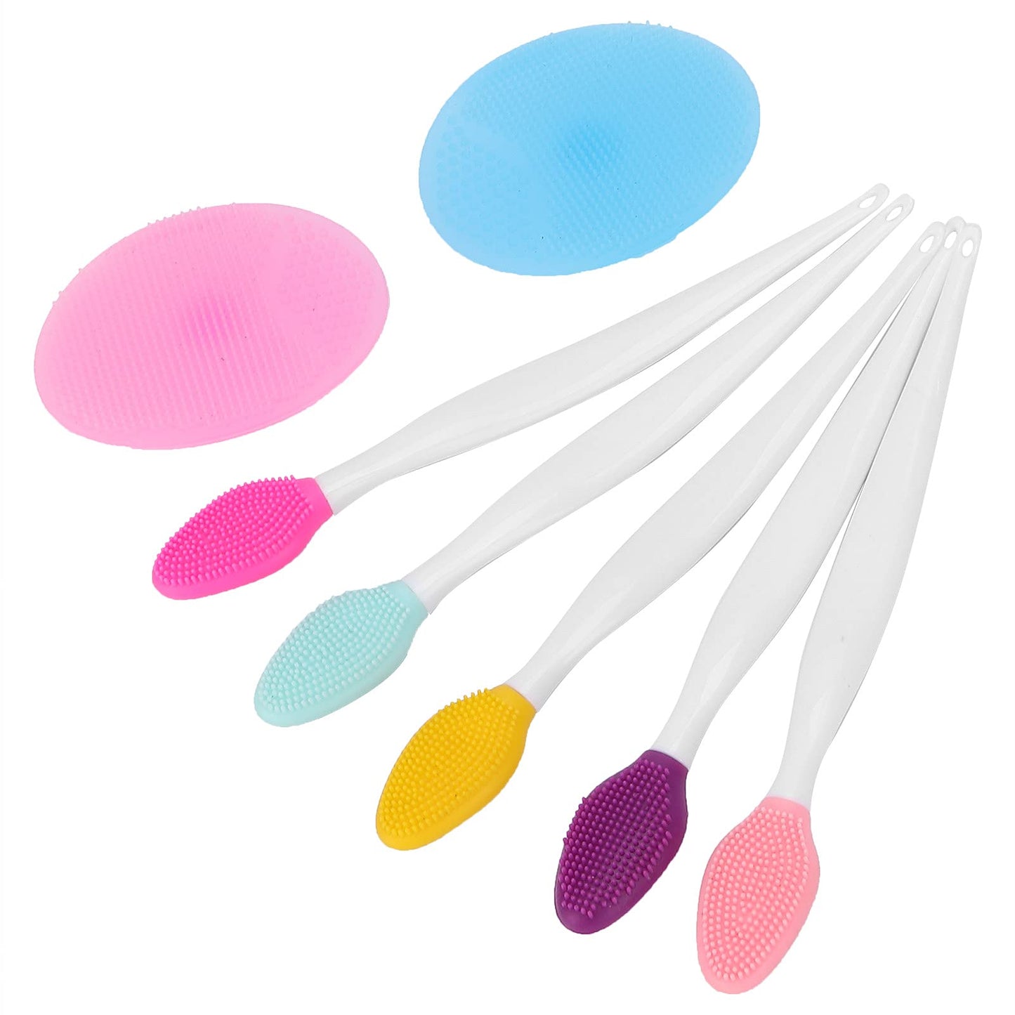 Silicone Facial Cleansing Brush Set, Deep Pore Face Scrubber for Blackhead Removal & Oil Control, Portable Exfoliating Silicone Face Brush Kit with 5 Nose Brushes and 2 Facial Brushes