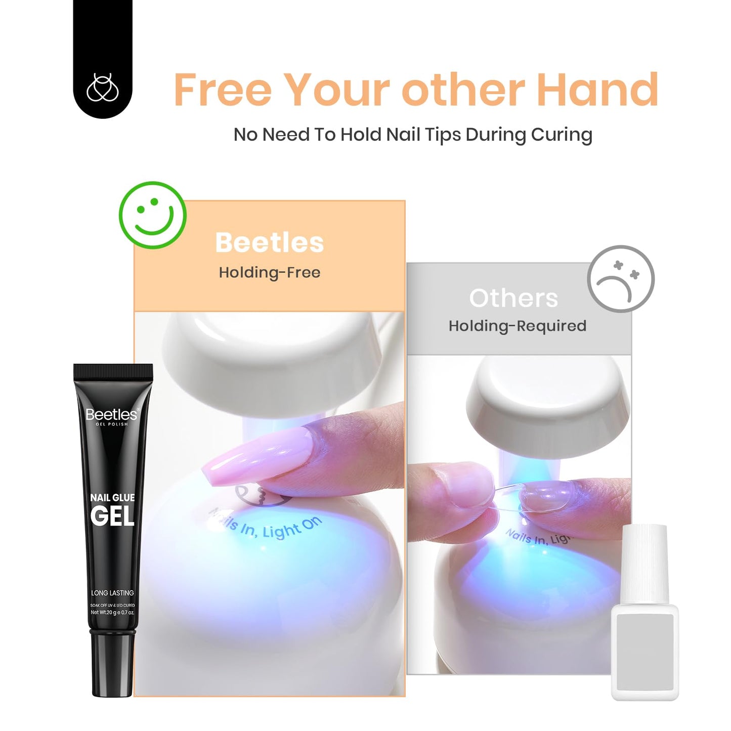 Beetles Nail Glue Gel 20g Tipex Solid Nail Glue Gel, Soft Nail Tips Gel Super Strong for Acrylic Nails