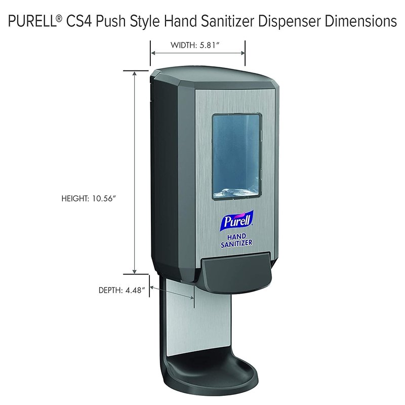 PURELL CS4 Push-Style Hand Sanitizer Dispenser, Graphite, for 1200 mL CS4 Hand Sanitizer Refills (Pack of 1) - 5124-01
