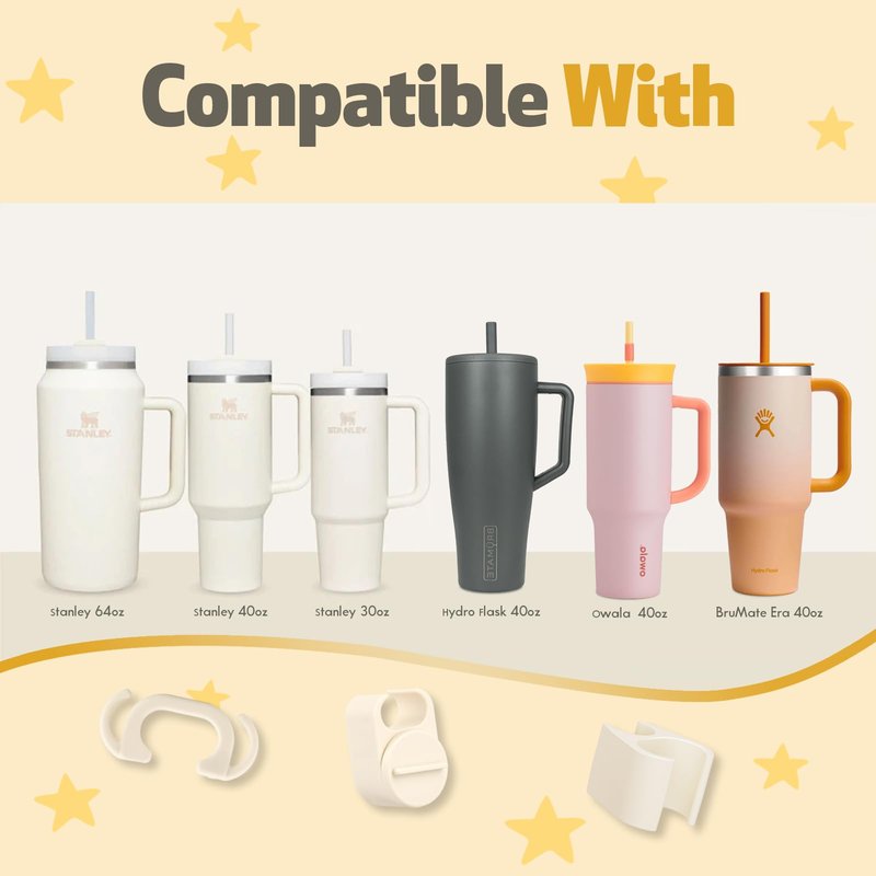 Set of 3 Pcs Accessories for 40oz Tumbler or other brands 40 OZ Tumblers (Cream)