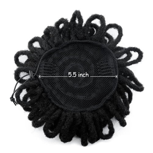 Yinmei Baibian Loc Ponytail Drawstring Petal Bun Afro Dreadlock Buns Pony Tail Curly Puff Braid Ponytails For Black Women Faux Locs Braided Bun(1B#)