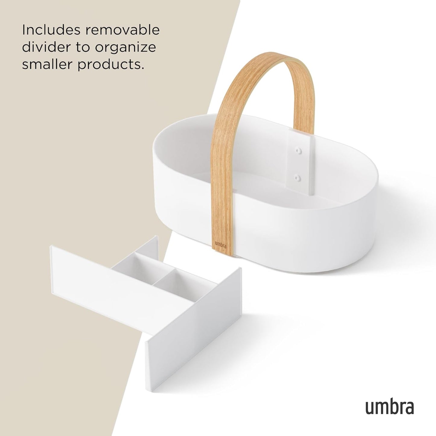 Umbra Bellwood Cosmetic Organizer, (50.2x19.5x19.3cm), White/Natural