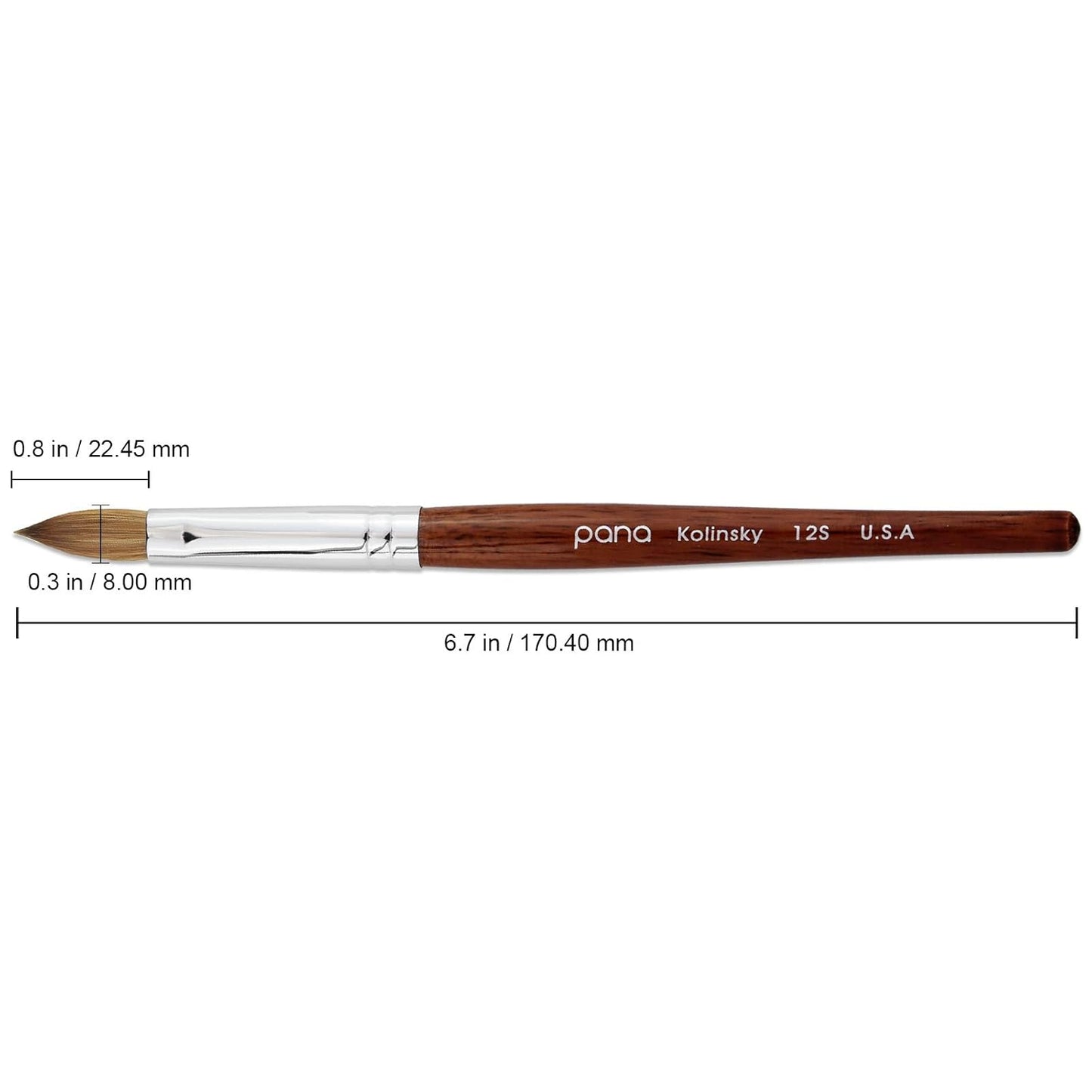 pana USA Acrylic Nail Brush100% Pure Kolinsky Hair New Teal Wood Handle with Silver Ferrule Oval Crimped Shaped Style (Size # 10)