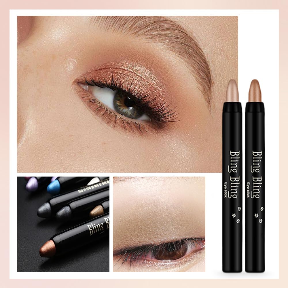 Eyeshadow Stick Set, 2025 New 16 Color Highlighter Eyeshadow Pencil Waterproof Glitter Eye Shadow Eyeliner Pen, Cream Eyeshadow Long Lasting Waterproof High Pigmented Eye Shadow (#13 Dark Blue)