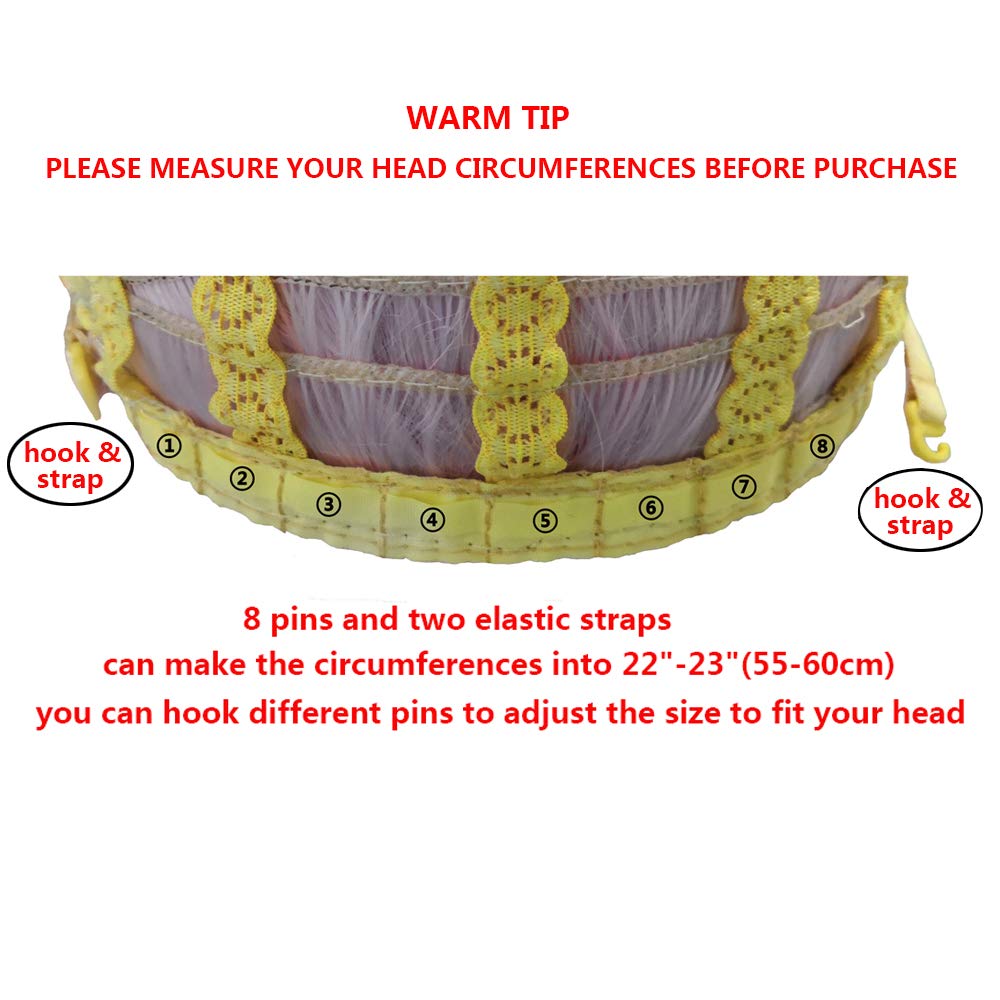 BERON Women's Rainbow Short Straight Bob Wig Rose Net with Wig Cap