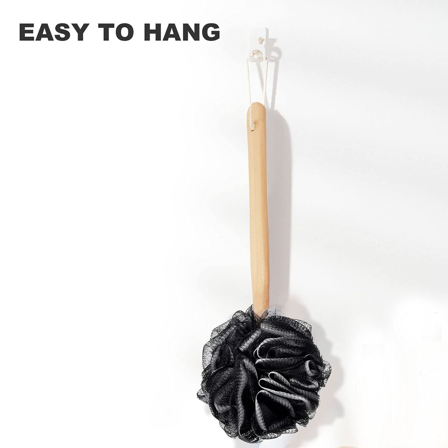RASDDER Loofah on a Stick, Loofah with Handle, Loofah Sponge with Handle, PE Soft Mesh Luffas, Exfoliating Luffa for Men and Women