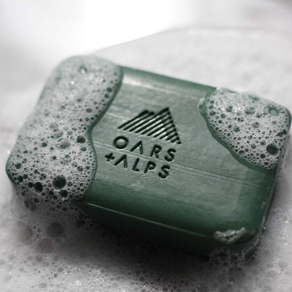 Oars + Alps Blue Charcoal Exfoliating Men's Bar Soap, Dermatologist Tested and Made with Clean Ingredients, Travel Size, 3 Pack, 6 Oz Each