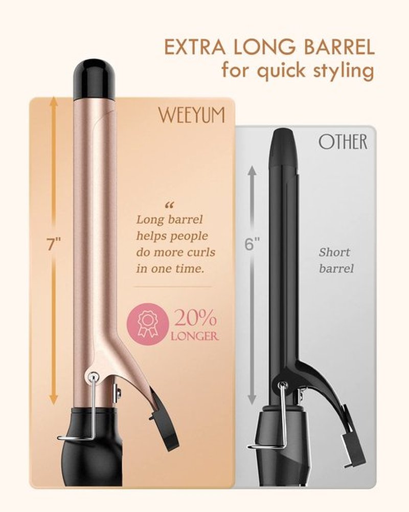 Curling Iron 1 Inch Barrel, Long Barrel Curling Wand for Hair, Ceramic Tourmaline Hair Curling Iron Dual Voltage