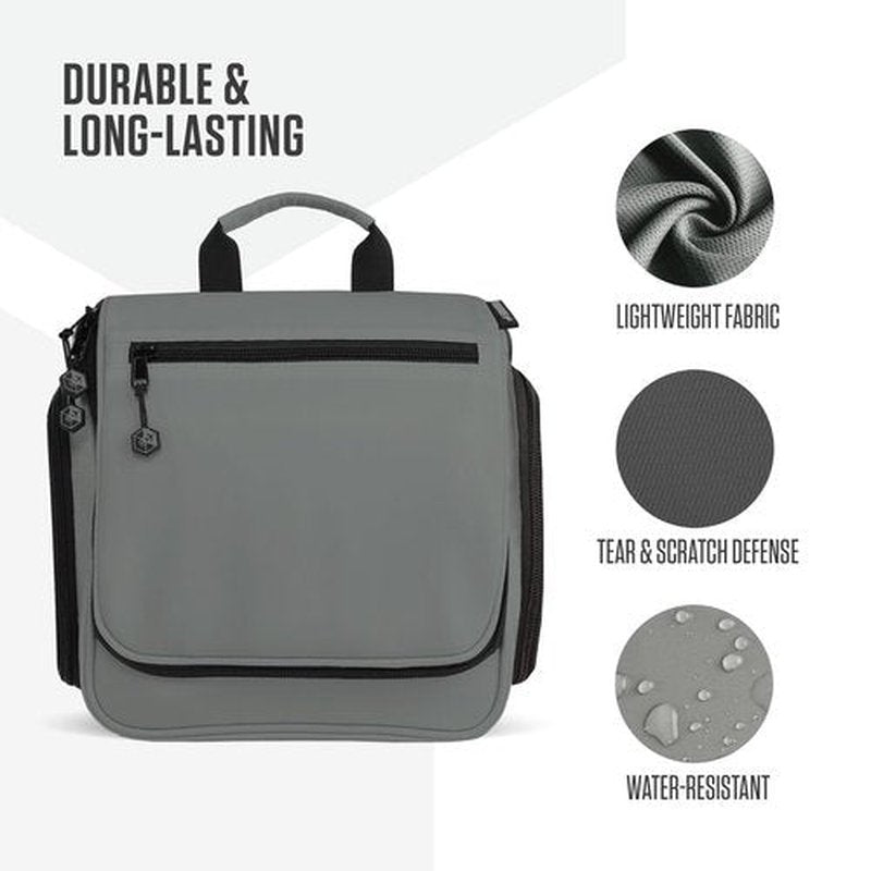 VENTURE 4TH Hanging Travel Toiletry Bag for Women & Men - Travel Organizer with Expandable Compartments & Removable Clear Pouch for Toiletries (Gray)