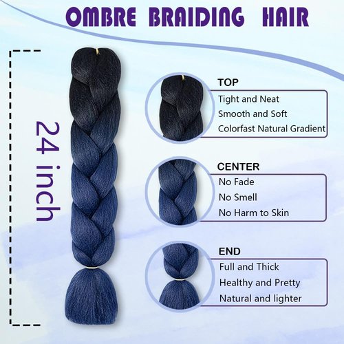 Ombre Braiding hair synthetic Crochet braids twist 24inch 3pcs/lot 100g Ombre two three tone Jumbo braid hair extensions Dreadlocks