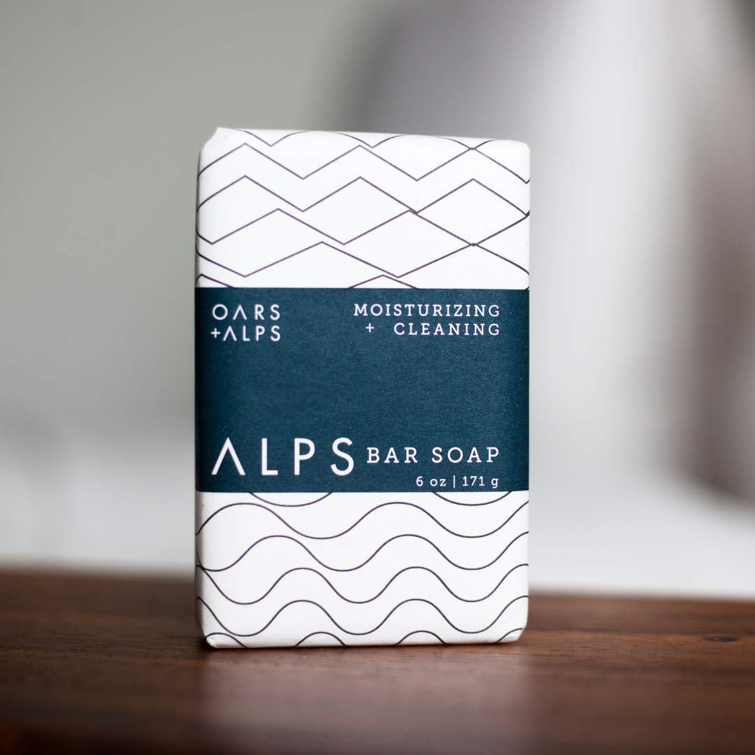 Oars + Alps Blue Charcoal Exfoliating Men's Bar Soap, Dermatologist Tested and Made with Clean Ingredients, Travel Size, 3 Pack, 6 Oz Each