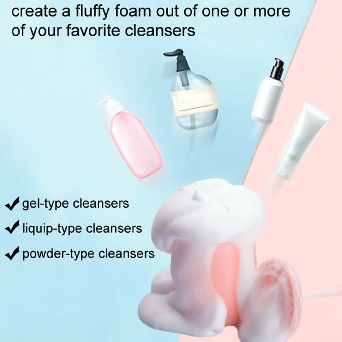 Misforu Face Foam Maker 2 PCS Facial Cleansing Tool Rich Cream Foamer Deep Cleanser Foam Maker Cup Cleansing Foaming Maker for Wash Facial Skin (Pink)