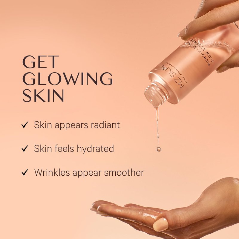 MZ SKIN Micro-Peeling Glow Essence | Daily Exfoliating Toner with Mandelic Acid and Azelaic Complex for Smoother, Brighter Skin 100 mL / 3.4 oz