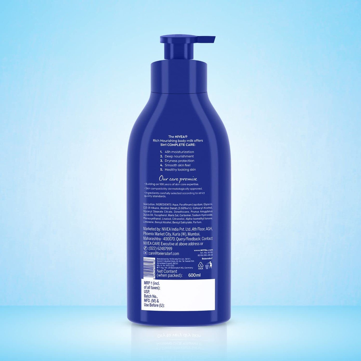 NIVEA Body Lotion, Nourishing Body Milk, For Very Dry Skin, 600ml
