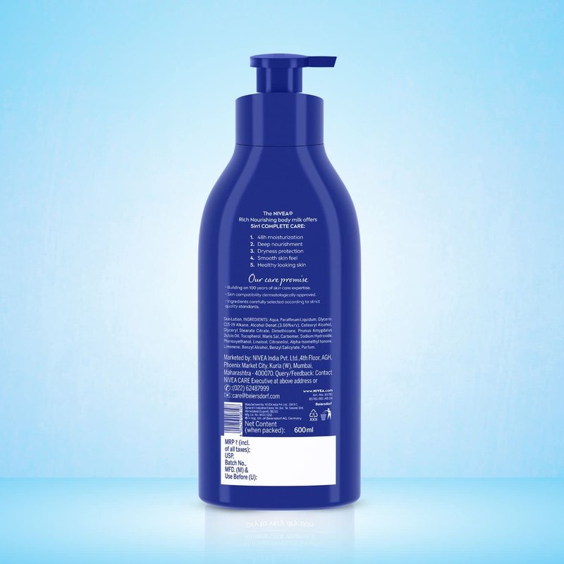 NIVEA Body Lotion, Nourishing Body Milk, For Very Dry Skin, 600ml