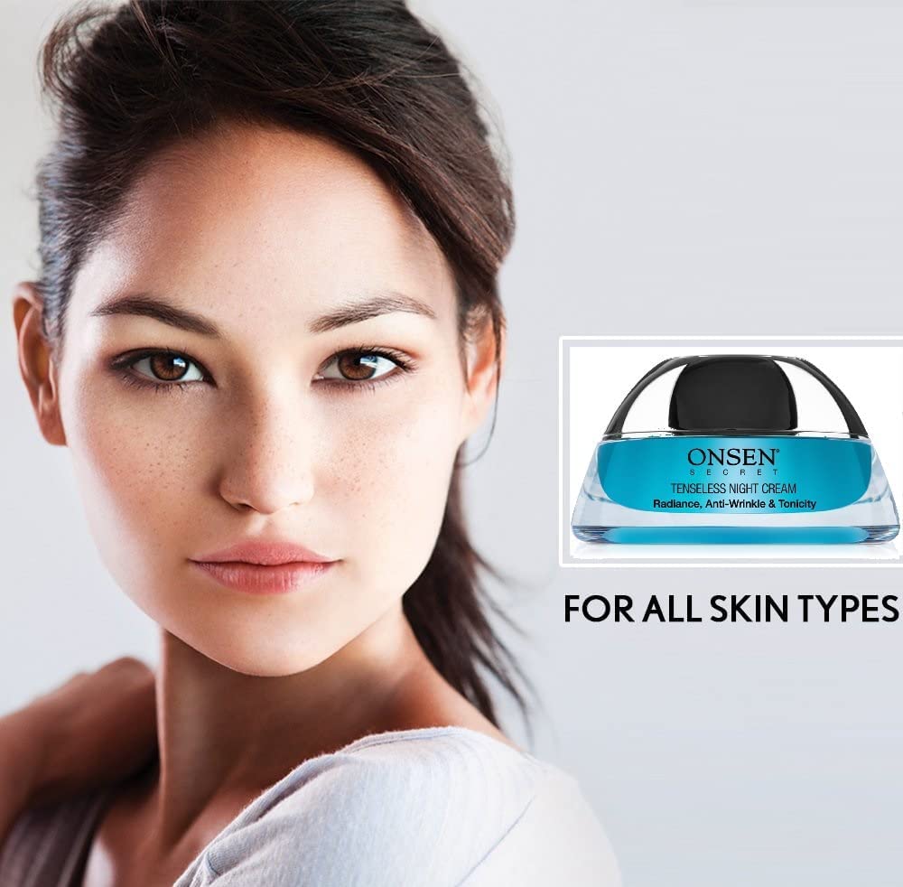 Onsen Secret Wrinkle Repair Tenseless Night Face Cream - Dermatologist Recommended Anti-Wrinkle, Radiance and Tonicity Cream - Anti Aging Ultra Boost Facial Cream for Dry Skin & Age Spots 50ml
