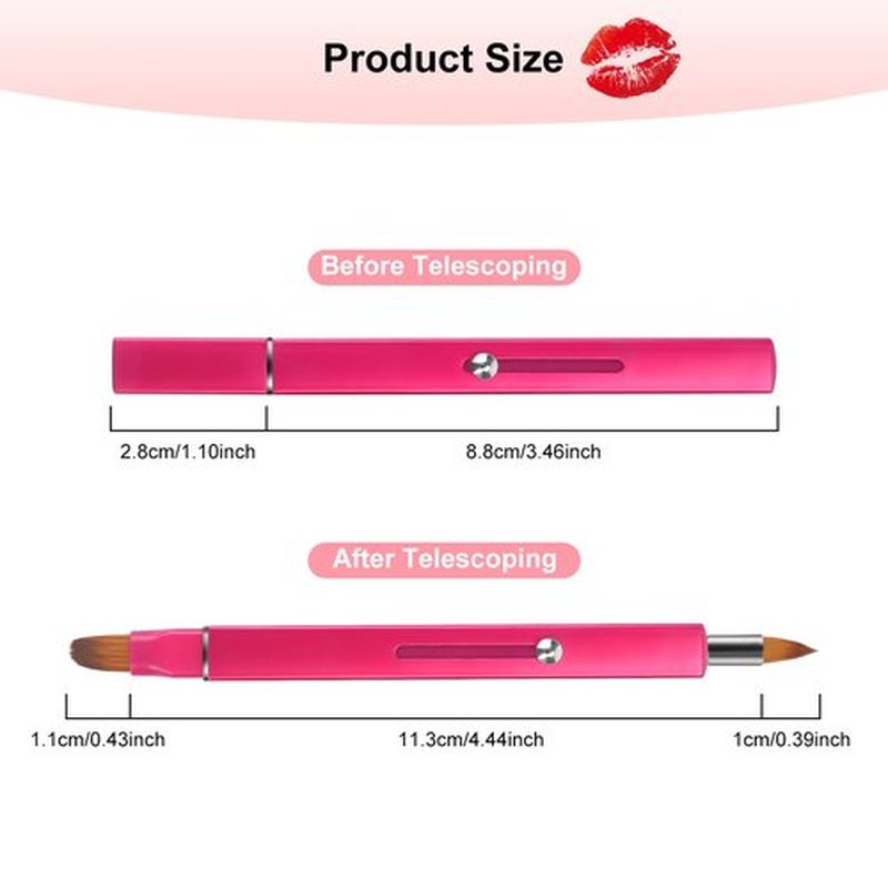 Unaone Retractable Lip Brush for Lipstick, 2 Pieces Double-ended Lip Applicator with Cap, Portable Lip Liner Brush Lip Gloss Eyeshadow Smudge Concealer Brush (Black/Rose Red)