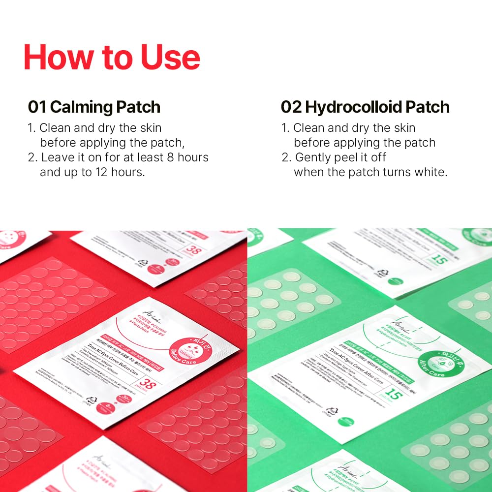 Ariul True AC Clear Spot Patch Duo – Early Care & Post-Blemish Hydrocolloid Patches with Salicylic Acid, Niacinamide, Tea Tree & Cica, Ultra-Thin, Korean Skincare (106 Count)