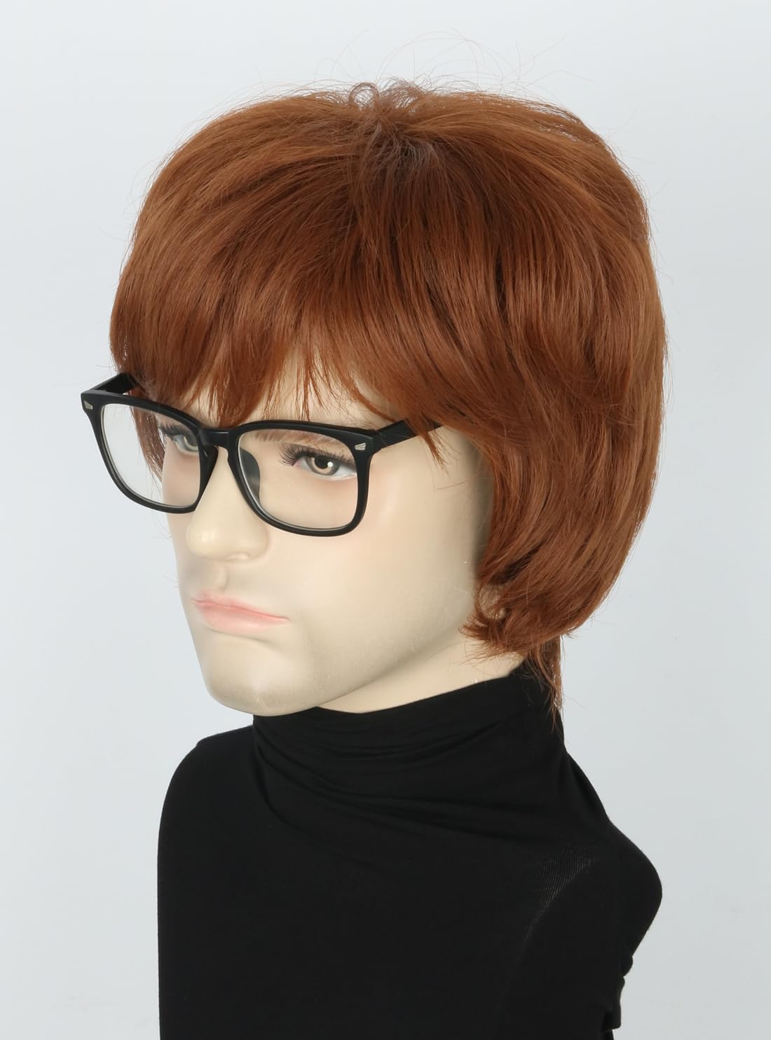 Topcosplay Mens Wigs with Glasses Short Brown Ginger 1970s Man Gigolo Wig for Halloween Costume Accessories