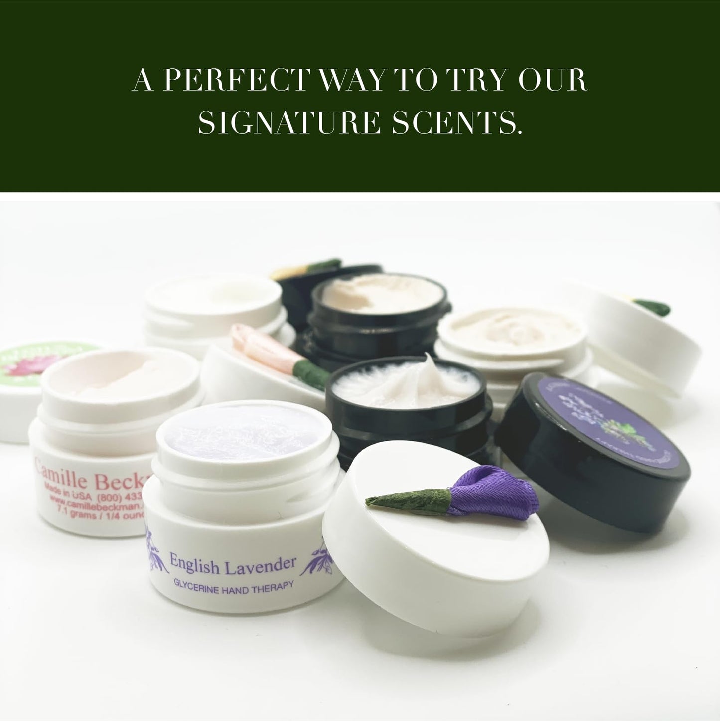 Camille Beckman Glycerine Hand Therapy Small Pot Travel or Gift Sampler, .25 Ounce Each Pot