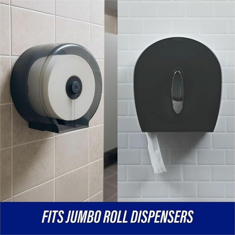 Genuine Joe Jumbo Roll Bath Tissue - 2-Ply White Toilet Paper, 3.3" x 650' per Roll, 12 Count Bulk Pack, Recycled Fiber, Commercial Grade for Dispensers