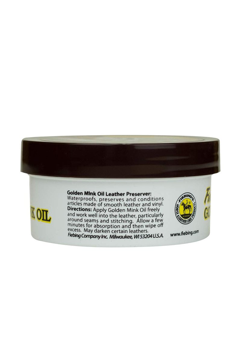 Fiebing's Golden Mink Oil for Leather Boots (6 oz) - Leather Cleaner & Conditioner - Waterproof, Preserve, Soften All Smooth Leathercraft & Vinyl - Prevents Salt Stains - Use On Couch, Shoe, Purse