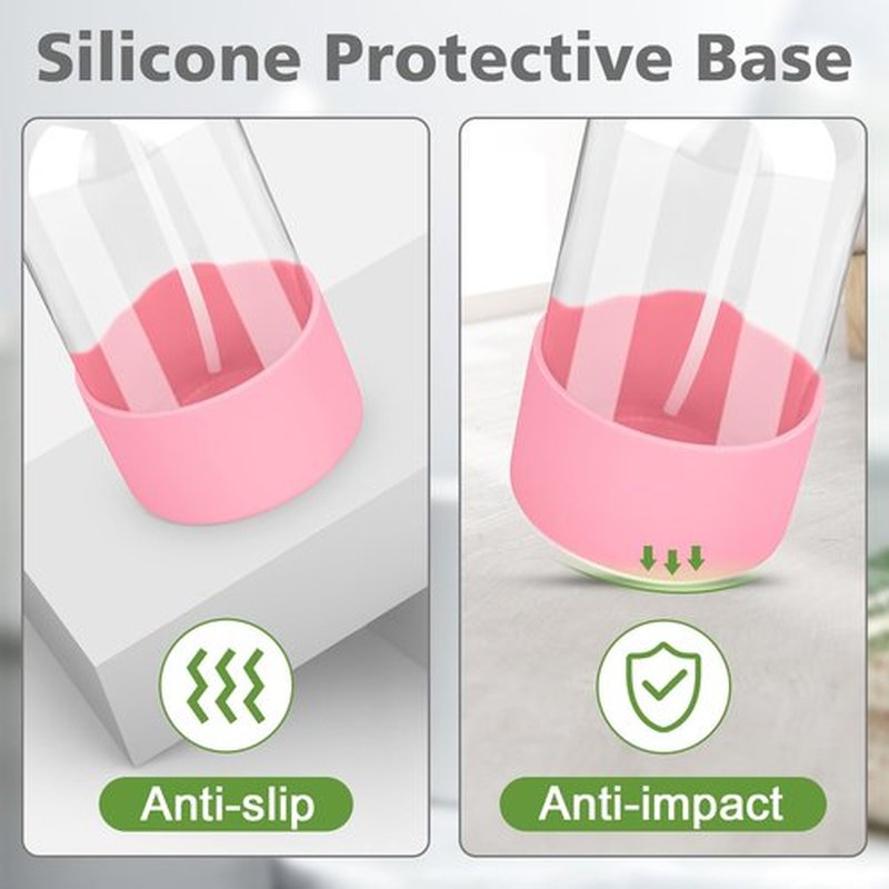 Rionisor Glass Spray Bottles with Silicone Sleeve Protection, Empty 16 oz Refillable Containers, Reusable Spray Bottles with Adjustable Nozzle for Hair, Cleaning Solutions, 1 Pack Pink