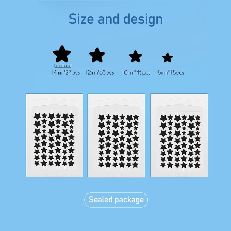 ZHAOLIESM 306 Counts Black Star Pimple Patches for Face, Hydrocolloid Star Acne Patches Refill, Cute Zit Covers for Face, Spot Stickers with Tea Tree, Salicylic Acid and Cica Oil