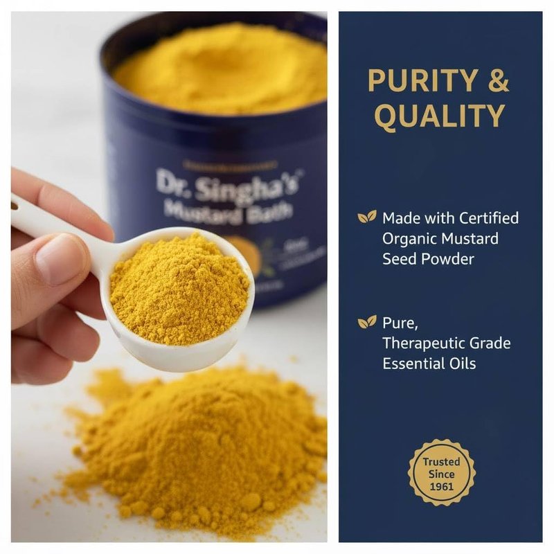 Dr. Singha's Mustard Bath Soak – Aromatherapy Bath Salts with Mustard Seed & Essential Oils for Muscle Relaxation, Stress Relief & Soothing – Epsom Salt Alternative, 8 oz