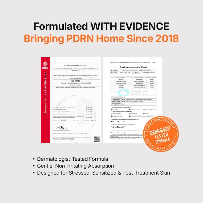 Genabelle PDRN Vitamin c Serum Toning Ampoule - Lightweight Glass Skin,korean skin care with Vitamin B, C, E, PDRN, Serum for Blemishes, Glass Skin, Fine Lines and Rough Skin Texture, 1.01 fl oz