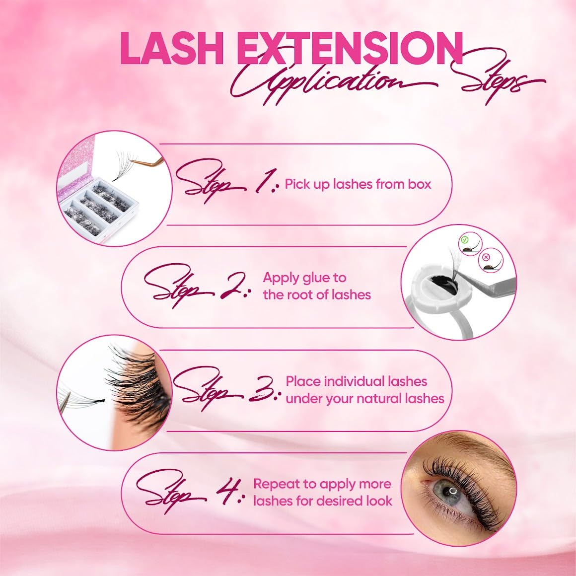 ROSE GIRL Loose Promade Fans - Natural Look Handmade Volume Eyelashes From 3D To 16D - C CC D DD Curl - False Lashes Extensions - Thickness 0.03~0.1 mm - 8~20 mm Length (10D-0.07-D (8mm))