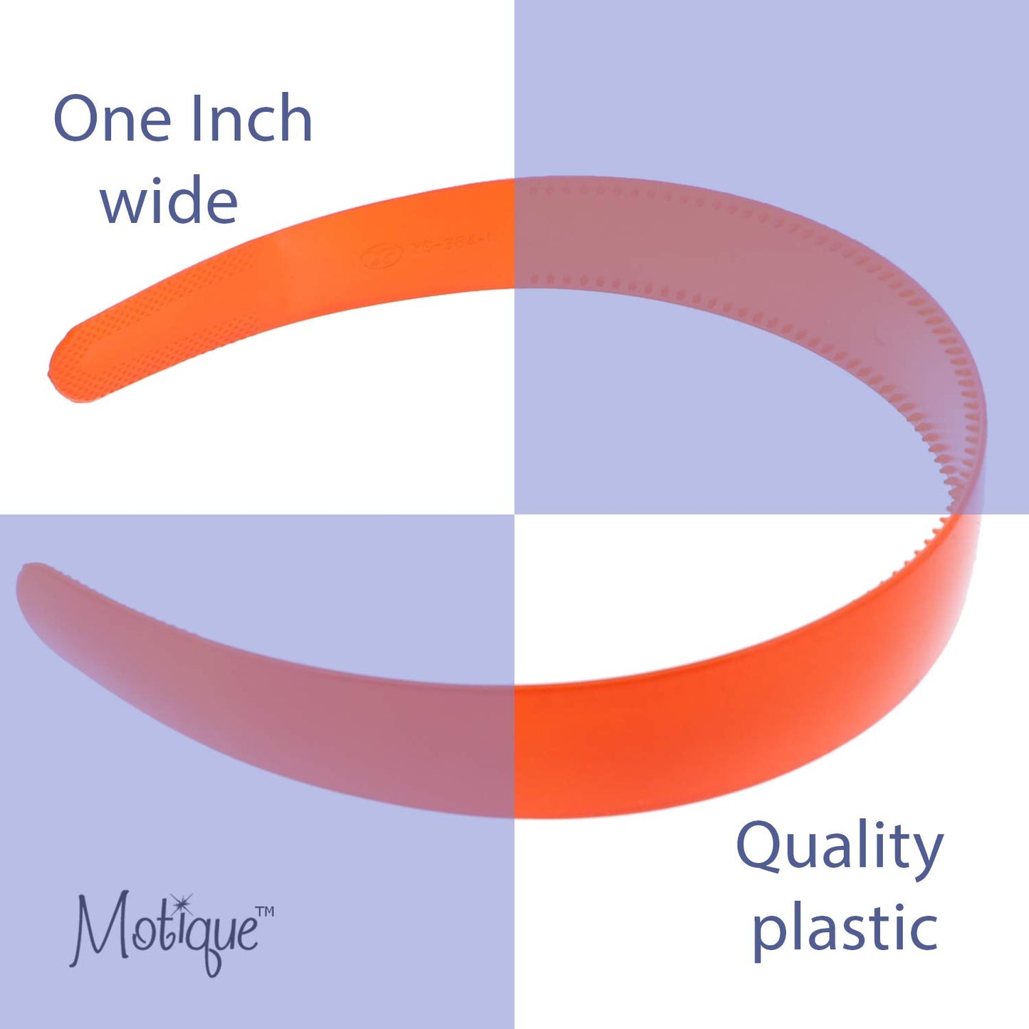 One Dozen 1 Inch Orange Plastic Headbands with Teeth for Women and Girls (Motique Accessories)