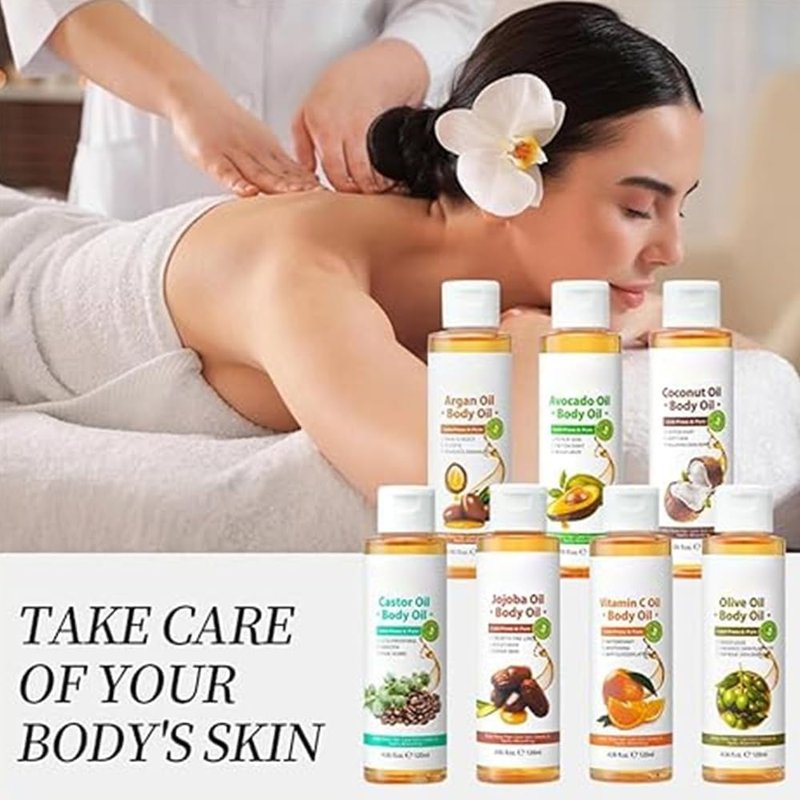 Avocado Oil Body Massage Oil - Daily Moisturizing Hydrating Oil for Dry Skin & Hair Care | Anti-Wrinkle Formula