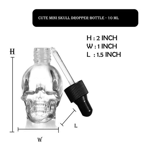 MINELEVEN 7 pcs Set 10ml Mini Skull Glass Dropper Bottle Leakproof Essential Oils Bottle for Storage and Travel (7pcs transparency skull bottle)