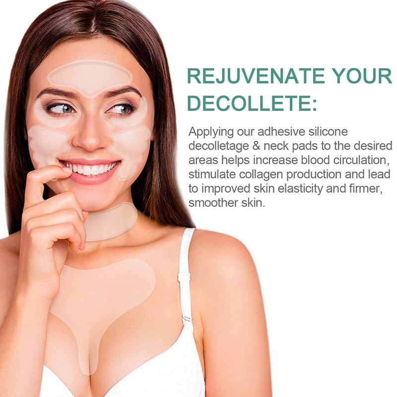 YIshiQI Neck Wrinkle Patches Reusable Chest Wrinkle Pads - 11 pcs Anti Wrinkles pads Silicone face patches for Skin Lines Prevention,