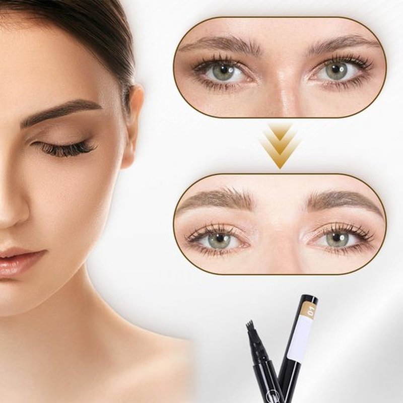 2PCS Microblading Eyebrow Pencil, 2025 New Magic Eyebrow Tattoo Pencil 4 Fork Tip, Natural Waterproof Makeup Fine Stroke Eyebrow Pencil Long-Lasting Eyebrow Pen (Brown)