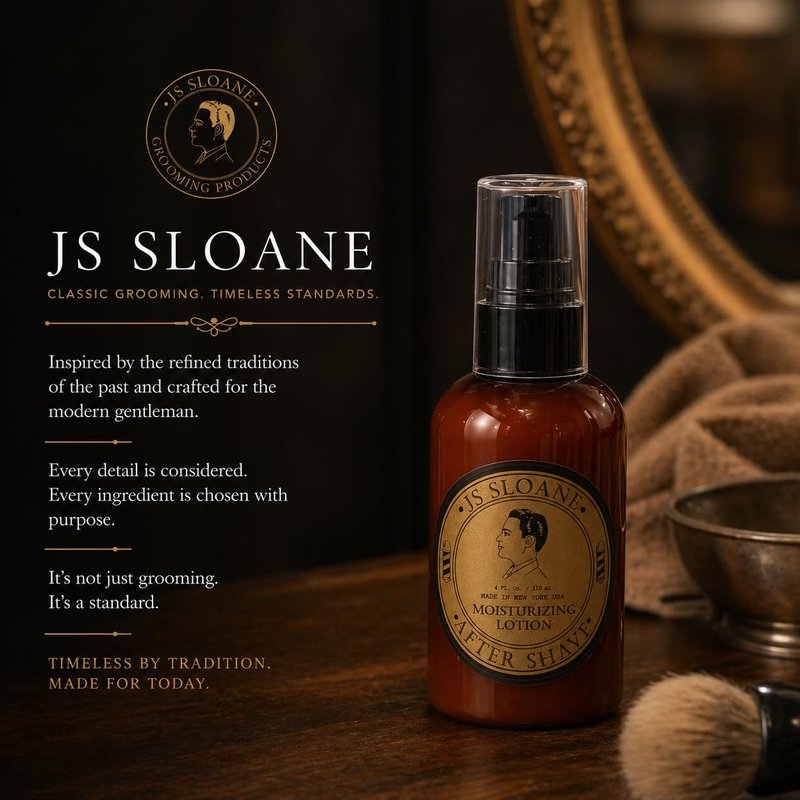 JS Sloane After Shave Moisturizing Lotion for Men – Hydrating Post Shave Balm, Soothes Irritation & Razor Burn, Lightweight Non-Greasy Formula, Classic Fresh Scent – 4 oz