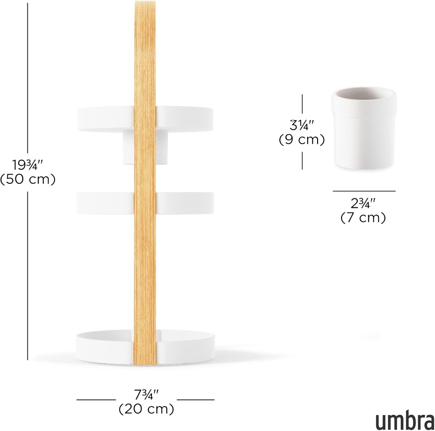 Umbra Bellwood Cosmetic Organizer, (50.2x19.5x19.3cm), White/Natural