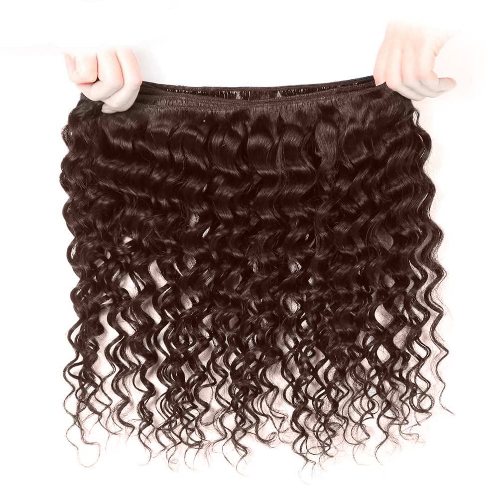 Color 4 Bundles Human Hair Dark Brown Water Wave Bundles Light Brown Human Hair 1 Bundle 14 inch Chocolate Brown Ocean Wave Bundles Human Hair Weave for Women