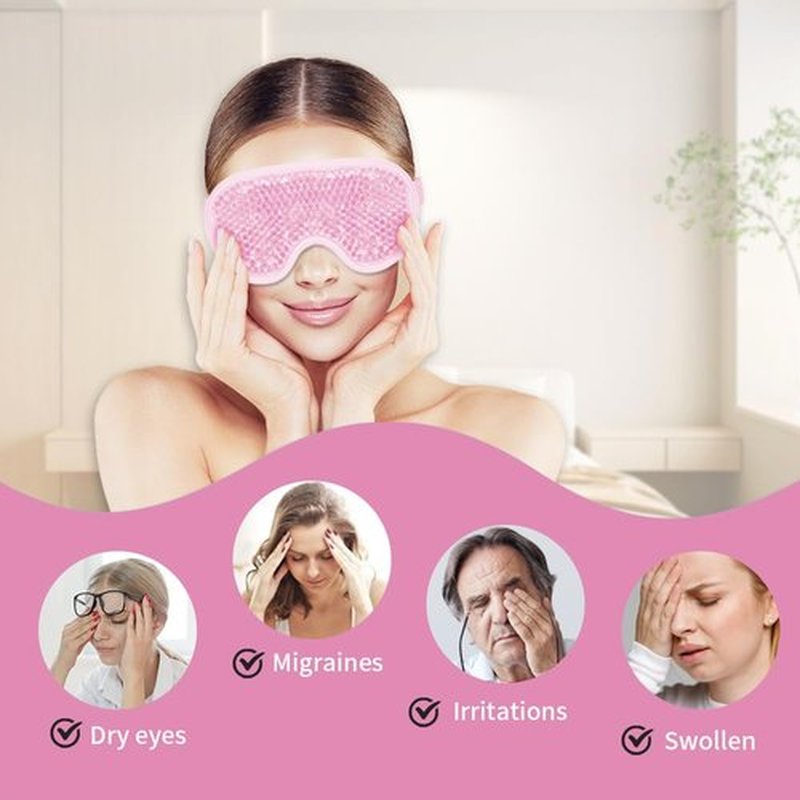 CONBELLA Adorable cooling Eye Mask Gel Eye Mask, Reusable Hot Cold Therapy cold eye mask for Post Surgery, Puffiness, Dark Circles, Eye Bags, Dry Eyes, Migraines with Soft Plush Backing