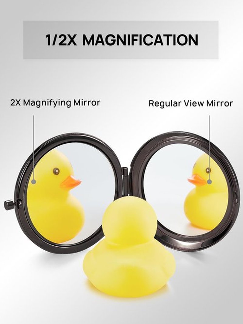 Getinbulk Compact Mirror Bulk, Set of 2 Double-Sided 1X/2X Magnifying Purse Pocket Makeup Mirrors(Round, Rose Gold and Black)