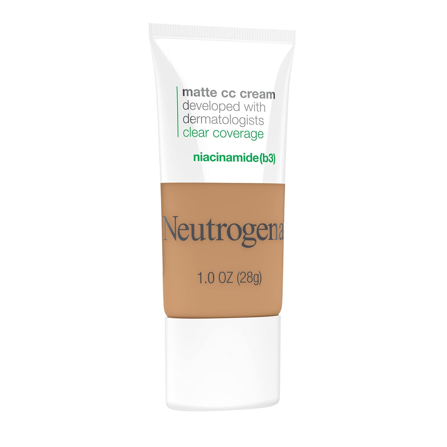 Neutrogena Clear Coverage Flawless Matte CC Cream, Full-Coverage Color Correcting Cream Face Makeup with Niacinamide (b3), Hypoallergenic, Oil Free &-Fragrance Free, Butterscotch, 1 oz