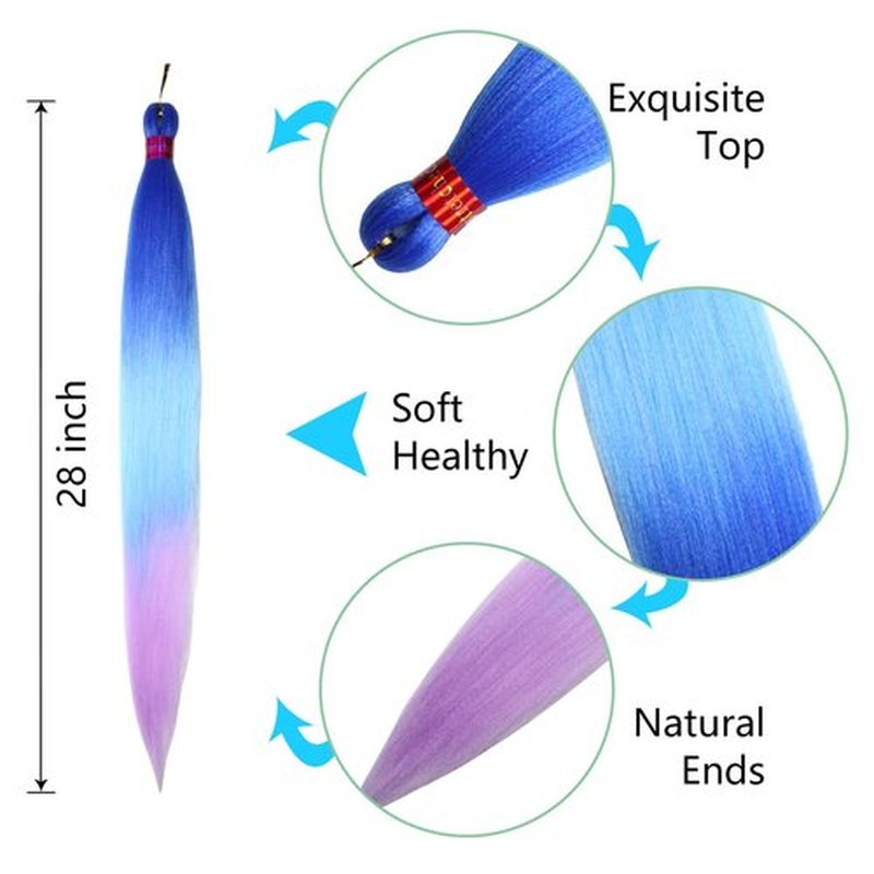 Braiding Hair Pre Stretched,Ombre Braiding Hair 28''-3 packs Silky Color Blend Braid Hair Extensions