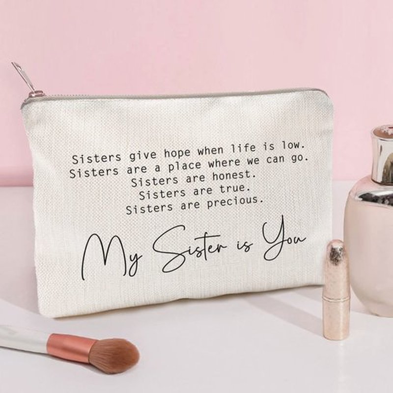 You Are Loved You Are Enough Makeup Case Self-Worth Cosmetic Bag Positive Affirmation Toiletry Bag Gift Motivation Quotes Sister Gift (Sister is you)